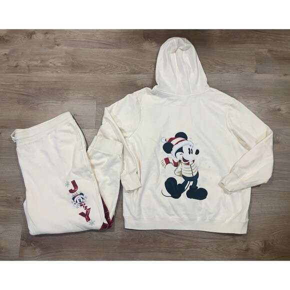 Disney Parks Mickey Mouse Christmas Joy 2021 Hoodie Sweatshirt & Sweatpants 2XL - Picture 1 of 15